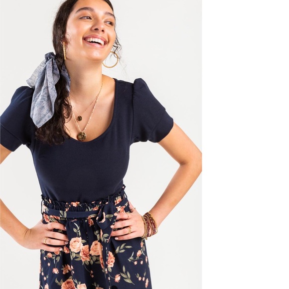 New With Tags! Navy and Floral Jumpsuit - Picture 3 of 4